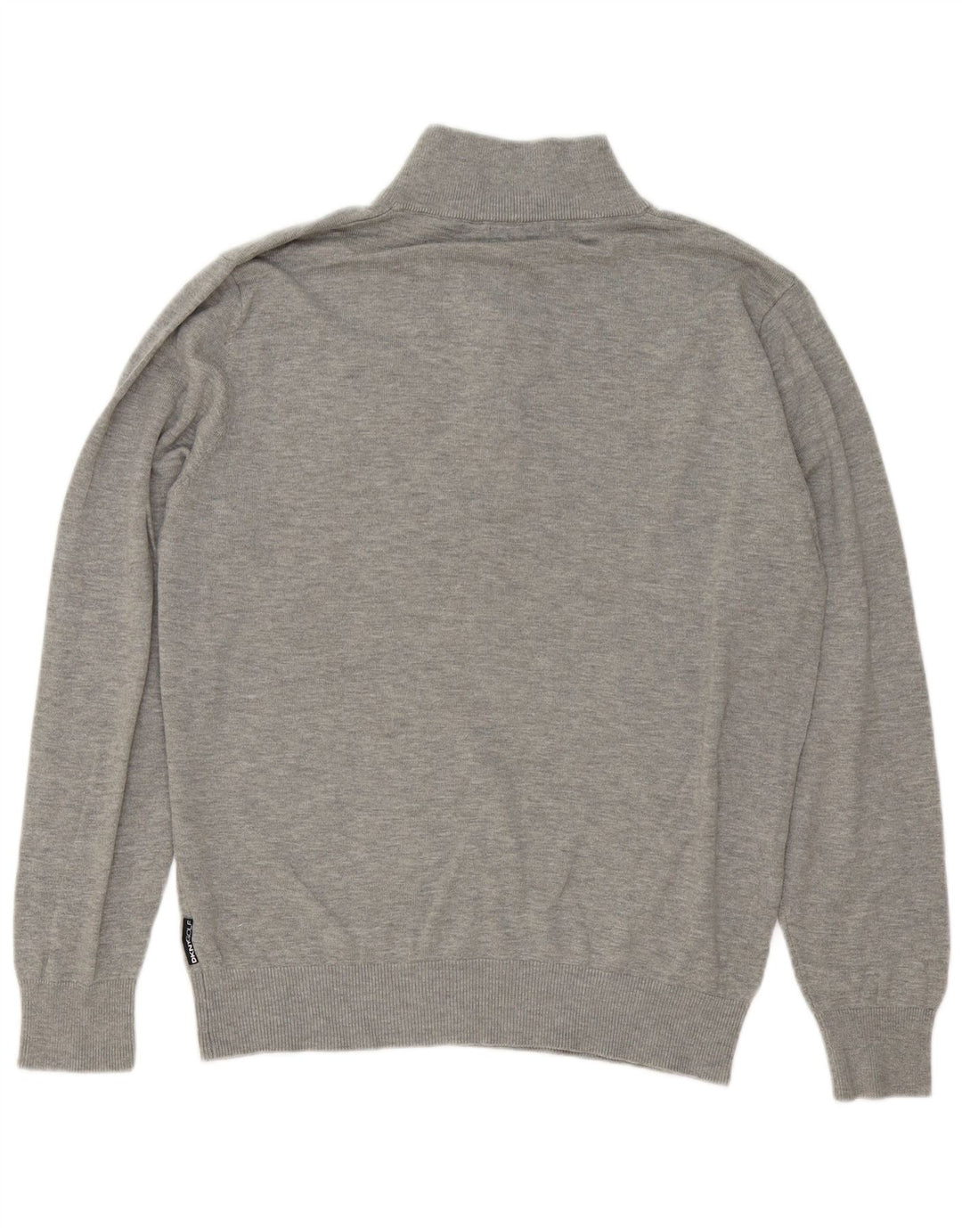 Suéter masculino Dkny com zíper e gola grande de algodão manchado cinza