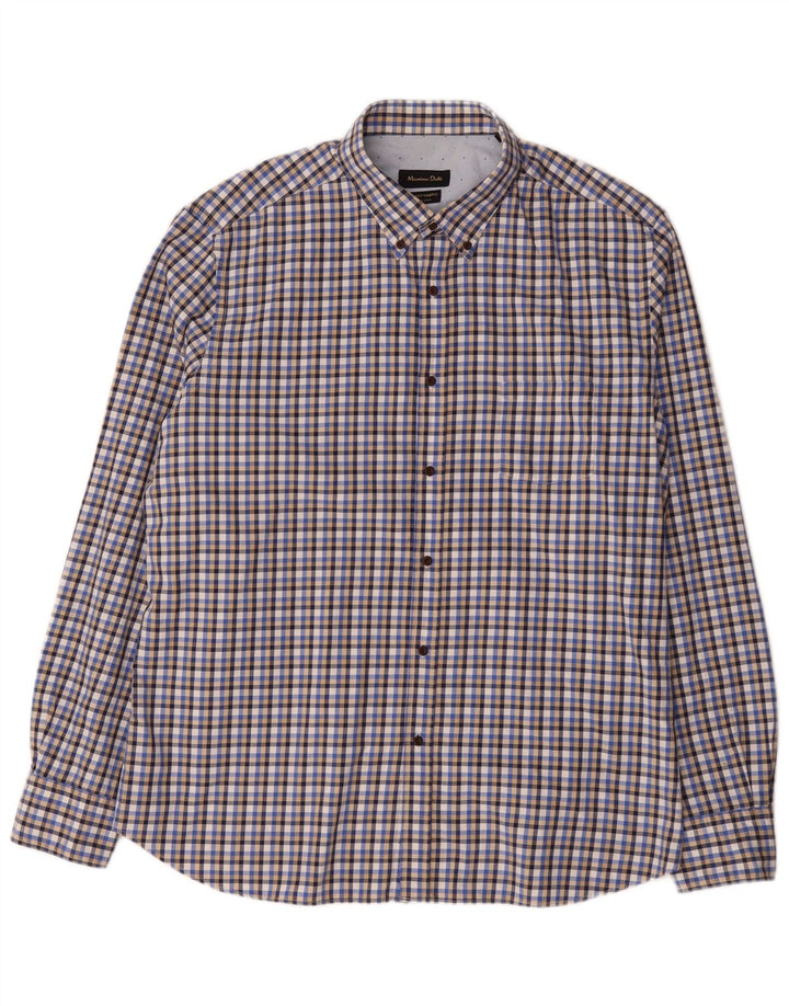 Camisa masculina Massimo Dutti 2XL xadrez azul