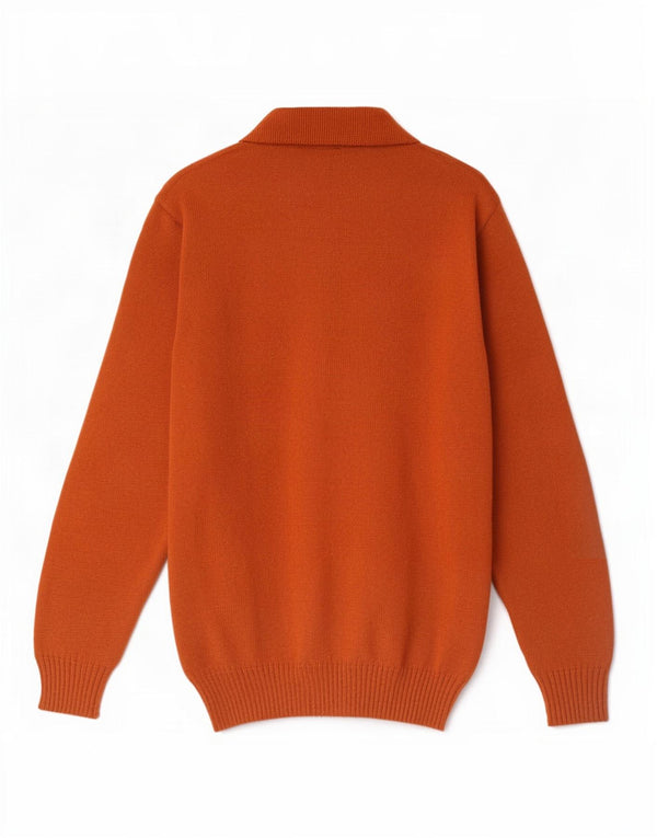 Suéter masculino vintage com gola polo IT 50 listrado marrom médio