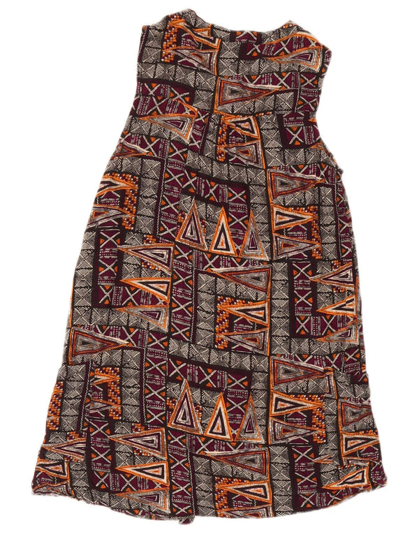 Vestido feminino sem mangas Fat Face UK 8 pequeno geométrico multicolorido