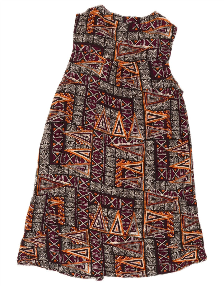 Vestido feminino sem mangas Fat Face UK 8 pequeno geométrico multicolorido