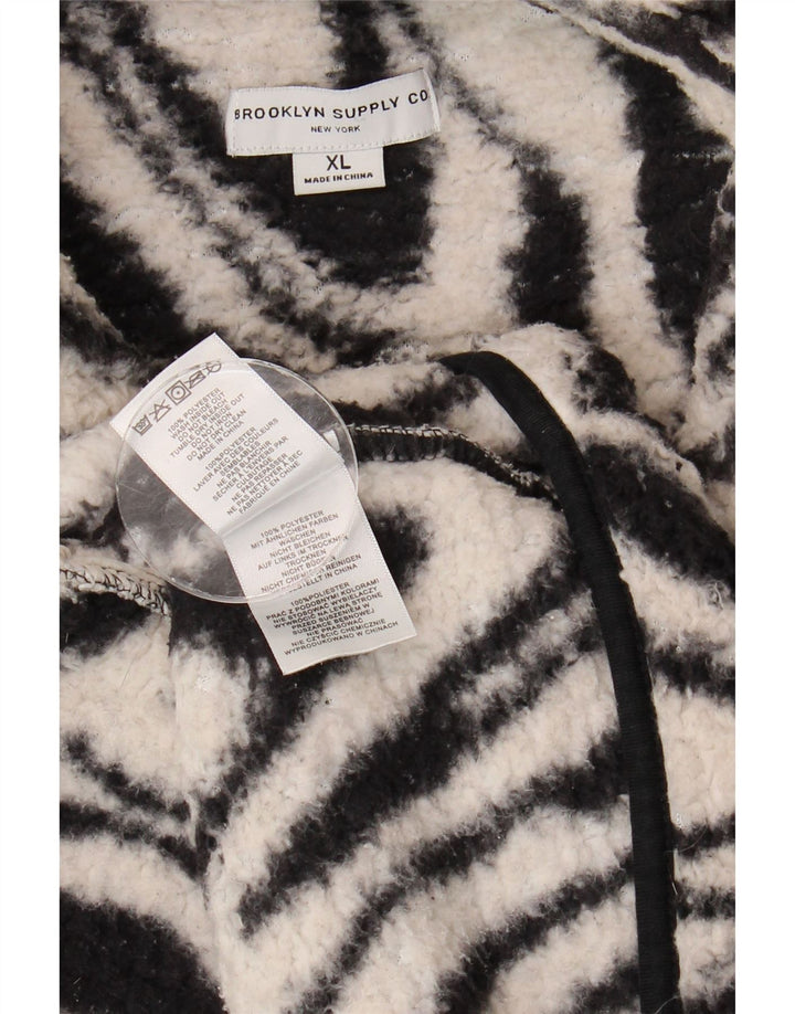 Jaqueta de lã grande com padrão abstrato feminino vintage Reino Unido 18 XL preta