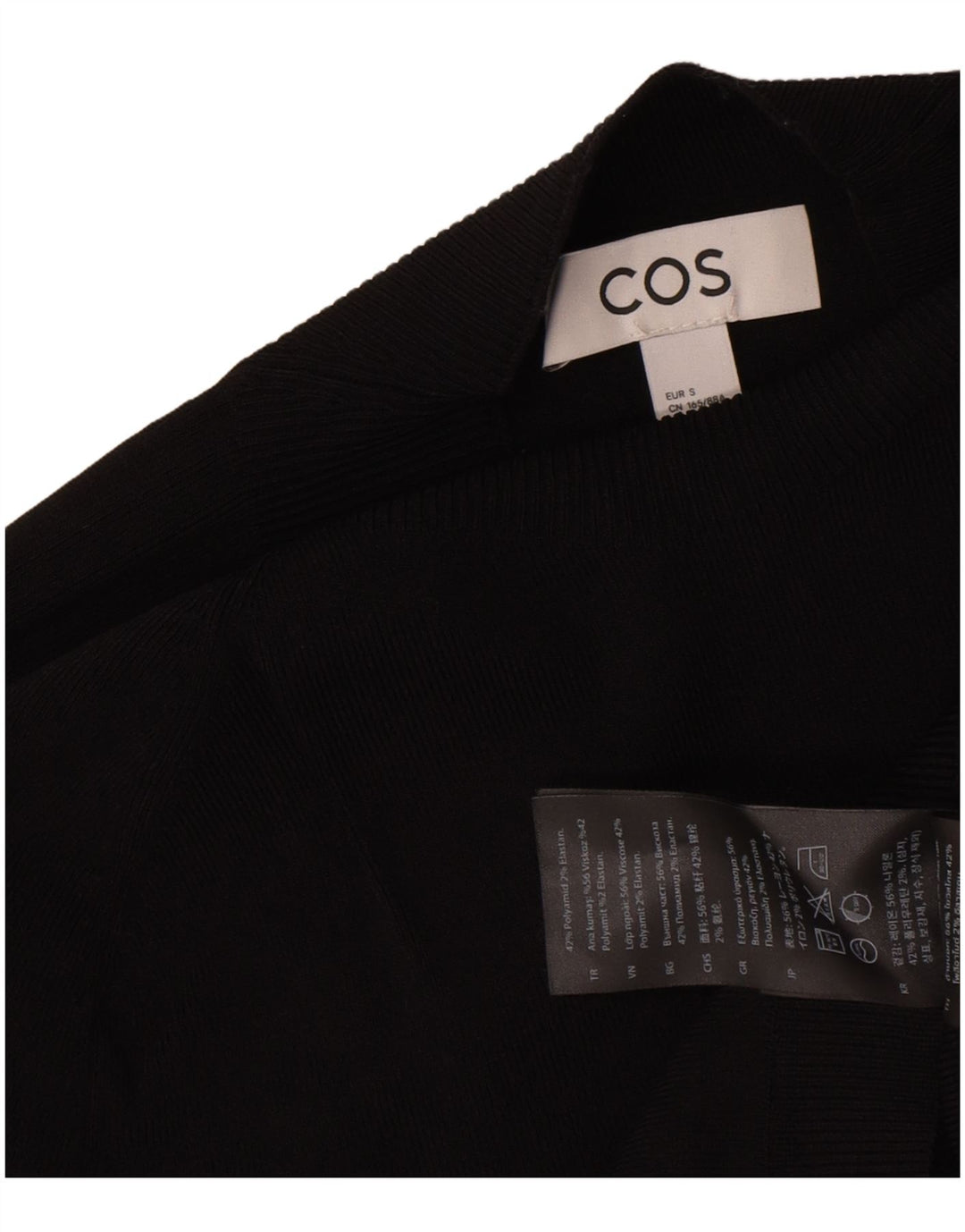 Suéter feminino Cos com gola tartaruga e gola redonda UK 10 pequeno preto poliamida