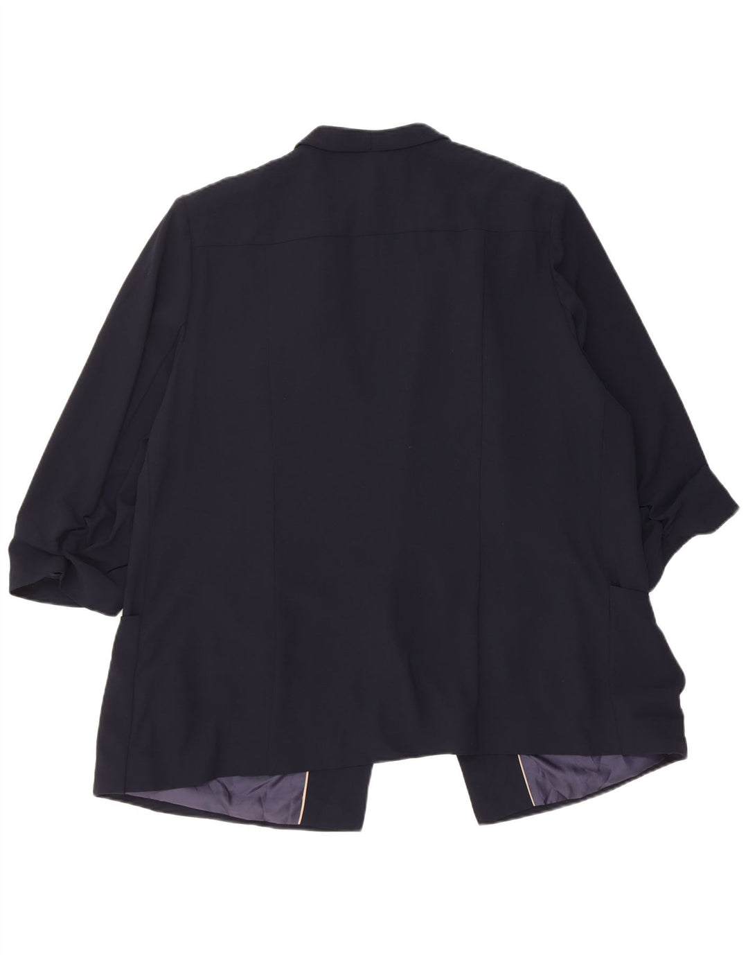 Jaqueta blazer feminina Marks & Spencer manga 3/4 aberta Reino Unido 20 2XL azul marinho
