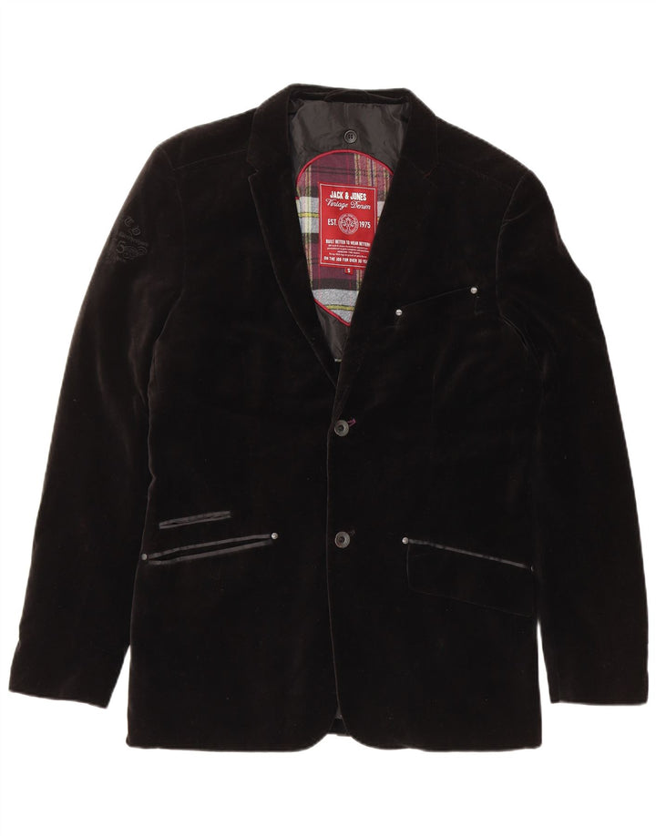 Jaqueta blazer masculina de veludo com 2 botões JACK & JONES Reino Unido 36 algodão preto pequeno