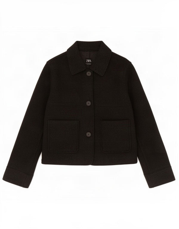 Jaqueta blazer feminina Zara com 3 botões UK 6 XS cinza poliéster