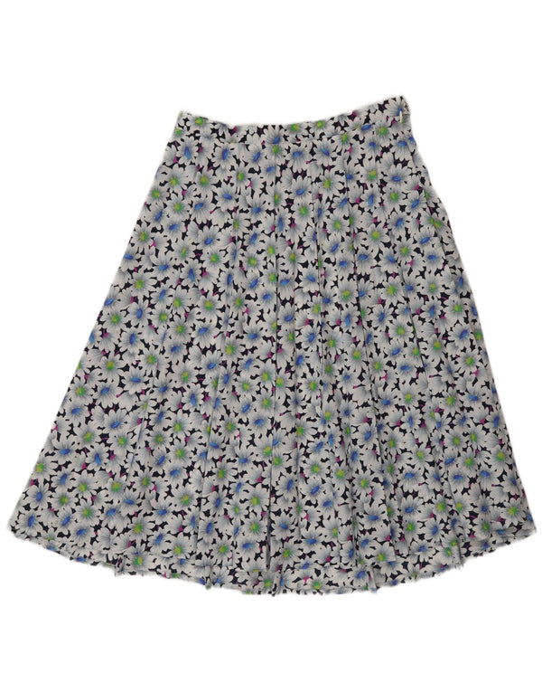 Saia plissada feminina vintage W32 grande floral multicolorido