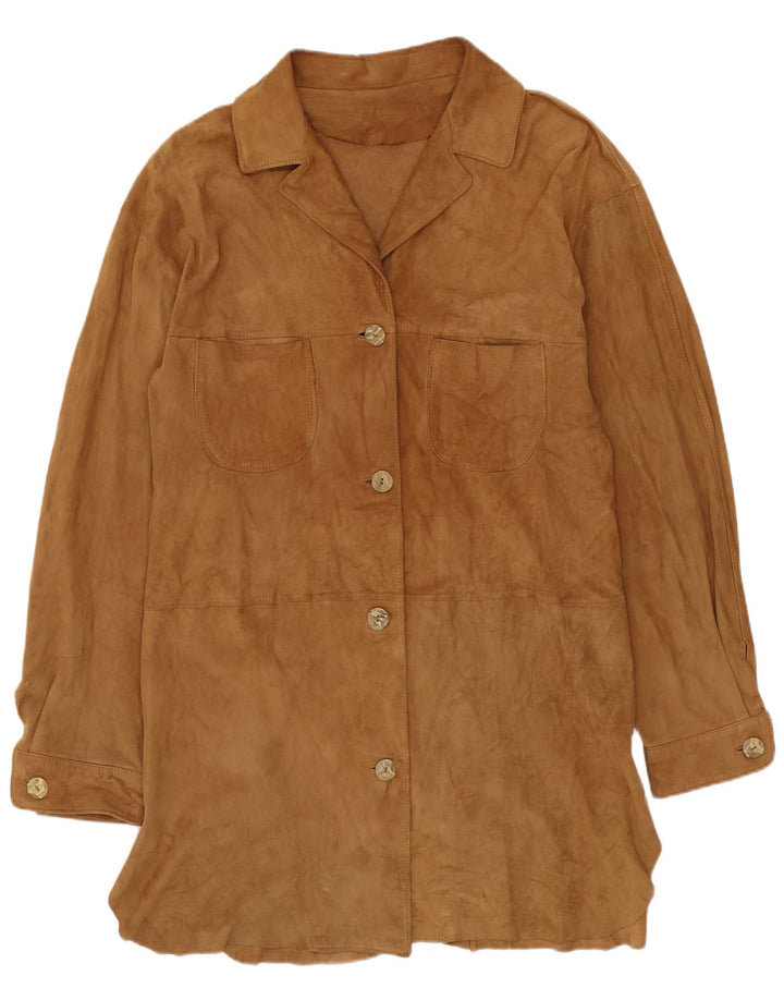 Sobretudo feminino vintage de camurça IT 42 couro bege médio