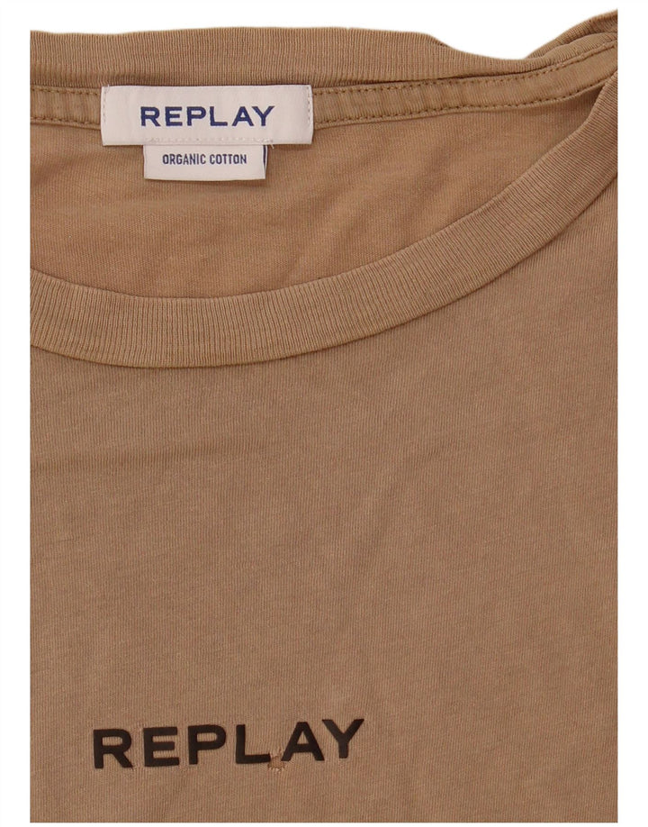 Replay Camiseta Masculina Top Grande Algodão Bege