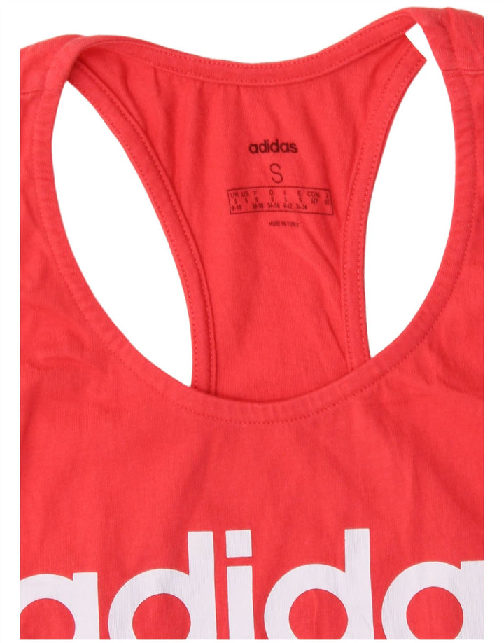 Adidas Womens Graphic Vest Top UK 8/10 Pequeno Algodão Vermelho