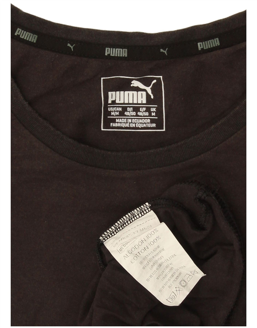 Puma Mens Graphic T-Shirt Top Médio Algodão Preto