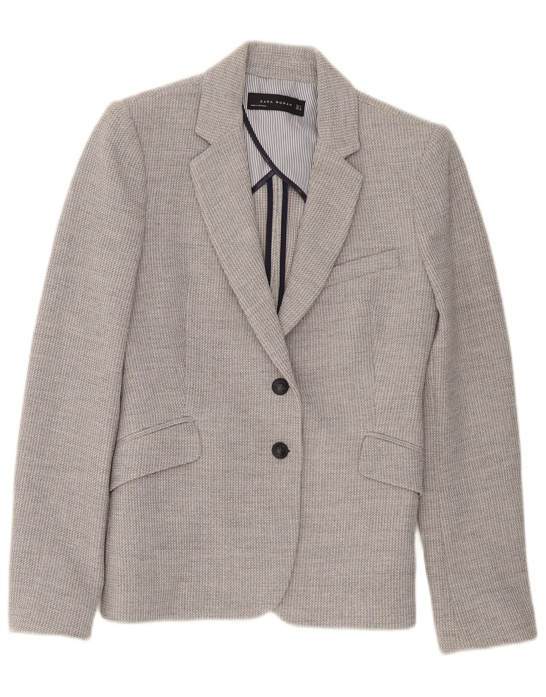 Jaqueta blazer feminina Zara com 2 botões Reino Unido 10 viscose cinza pequena