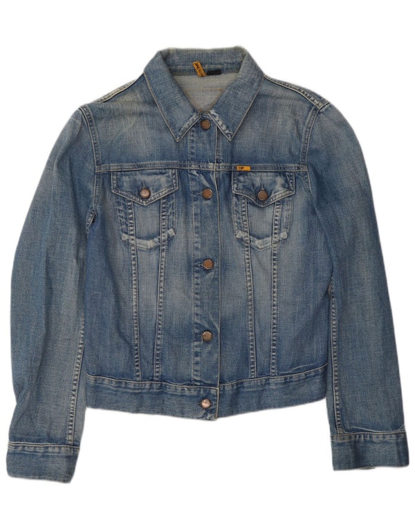 Jaqueta jeans feminina Meltin' Pot Reino Unido 14 algodão azul médio