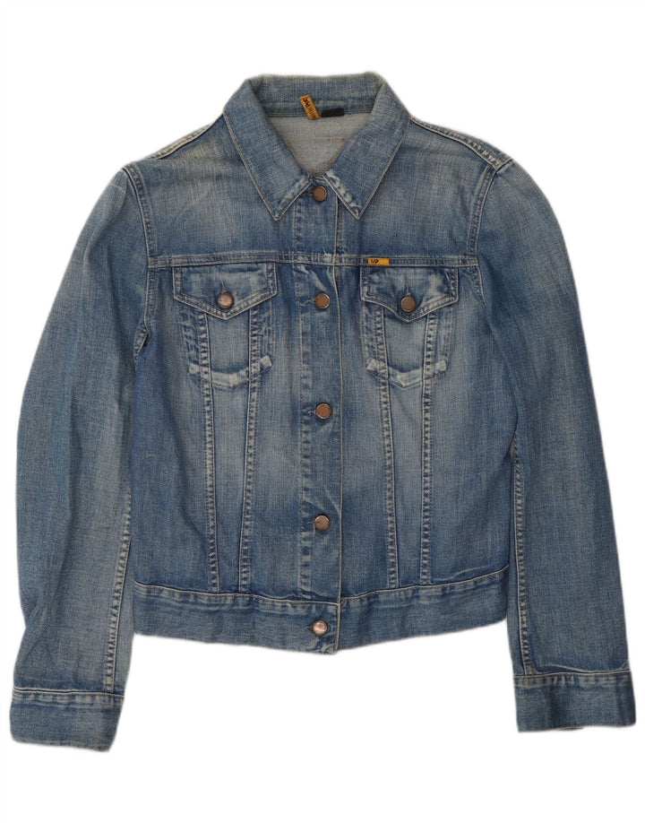 Jaqueta jeans feminina Meltin' Pot Reino Unido 14 algodão azul médio