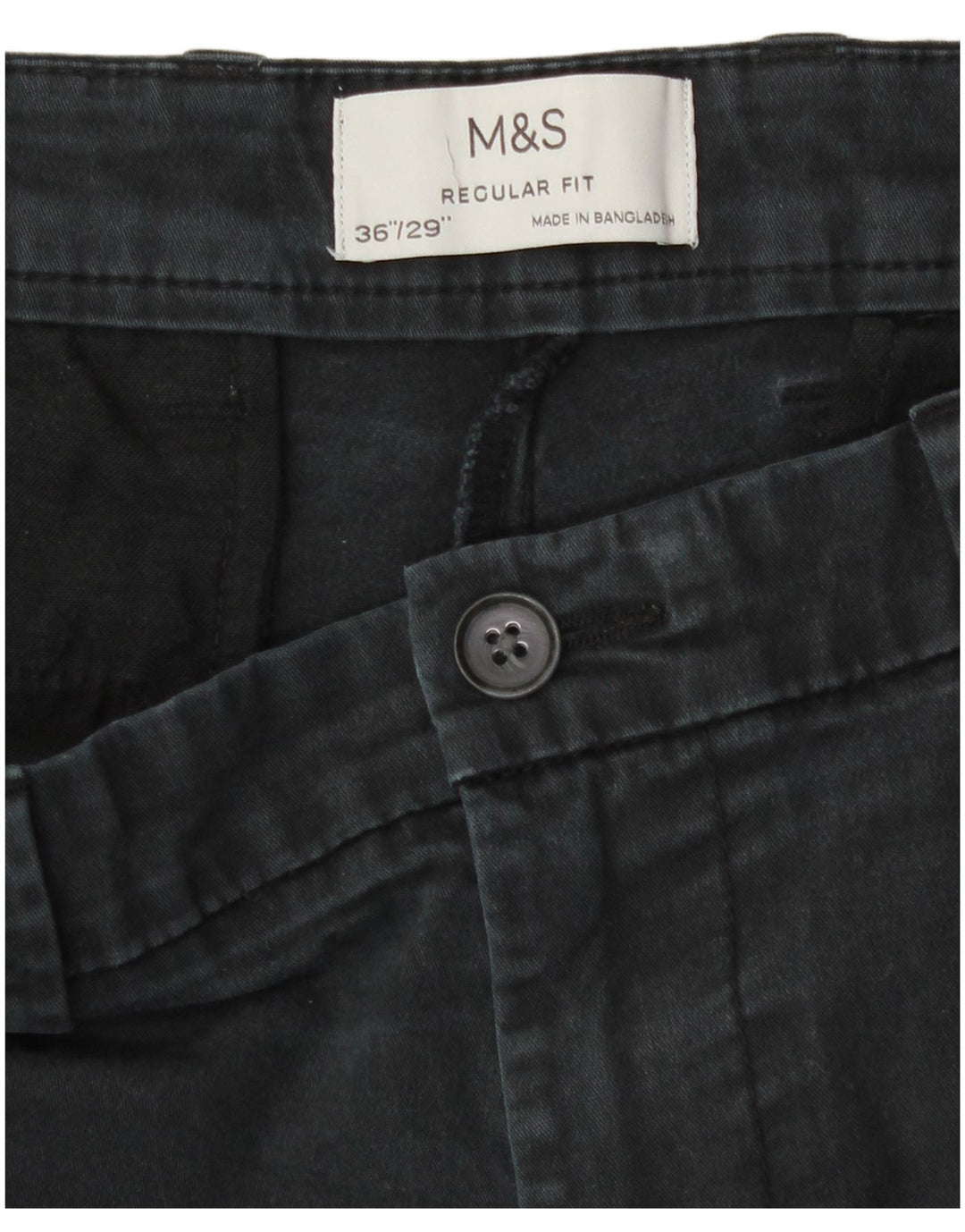 Calça chino masculina Marks & Spencer reta regular fit W36 L29 cinza