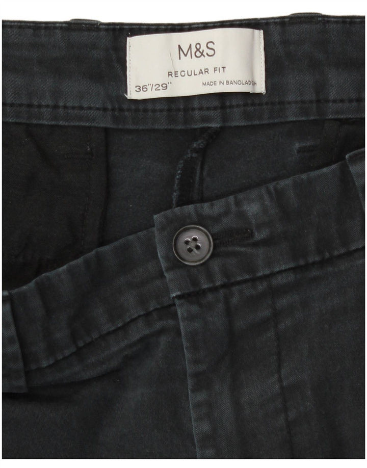 Calça chino masculina Marks & Spencer reta regular fit W36 L29 cinza