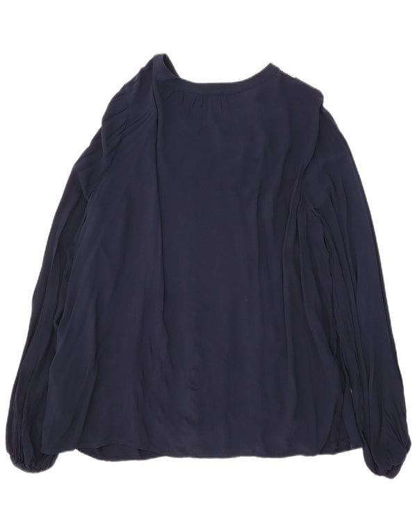Blusa feminina de manga comprida Marks & Spencer UK 18 XL azul marinho floral