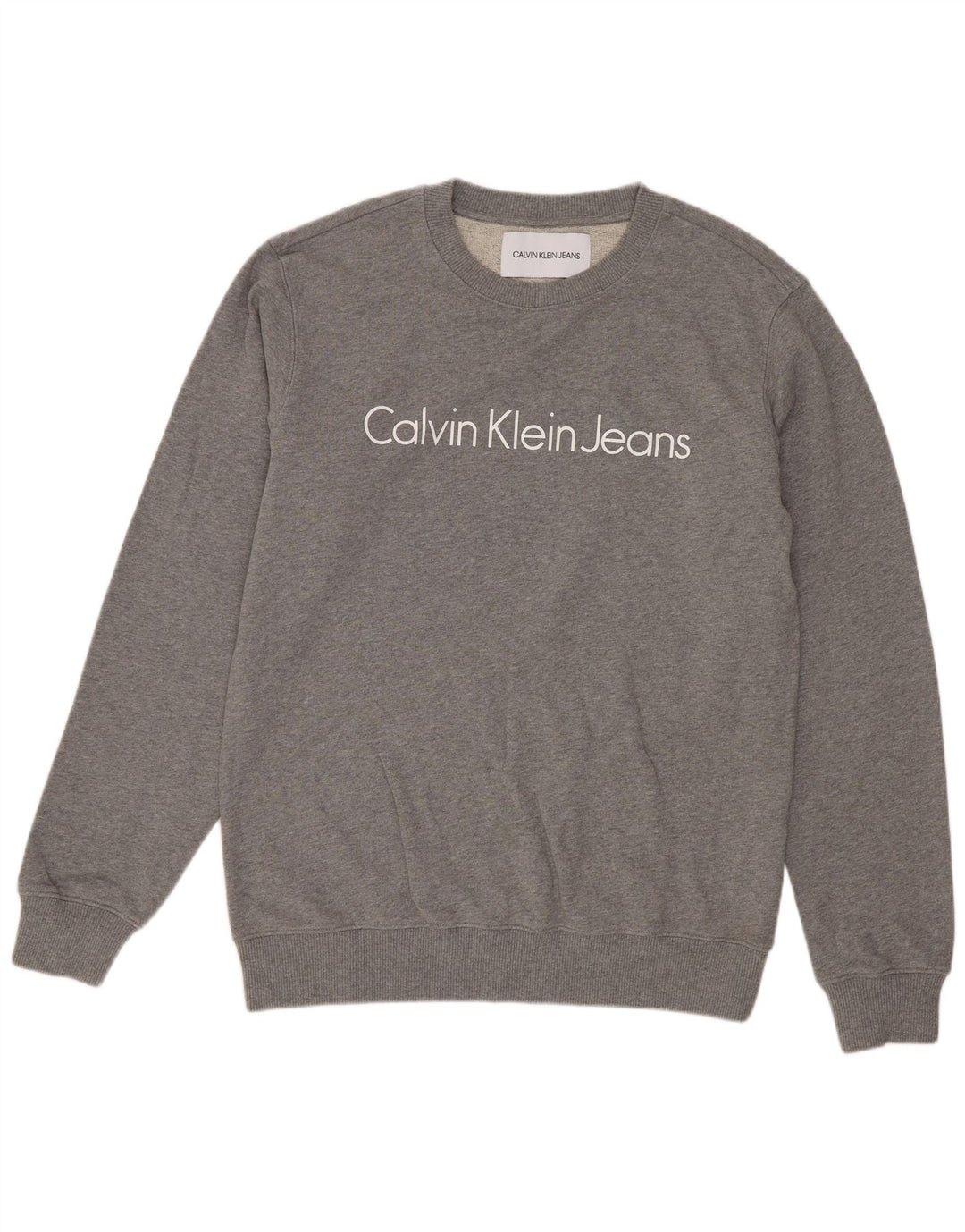 Calvin Klein Jeans Masculino moletom gráfico jumper médio algodão cinza