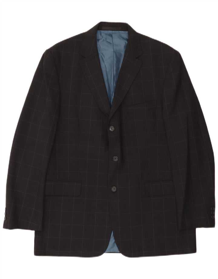 Jaqueta blazer masculina de 3 botões Marks & Spencer Reino Unido 42 grande xadrez azul marinho