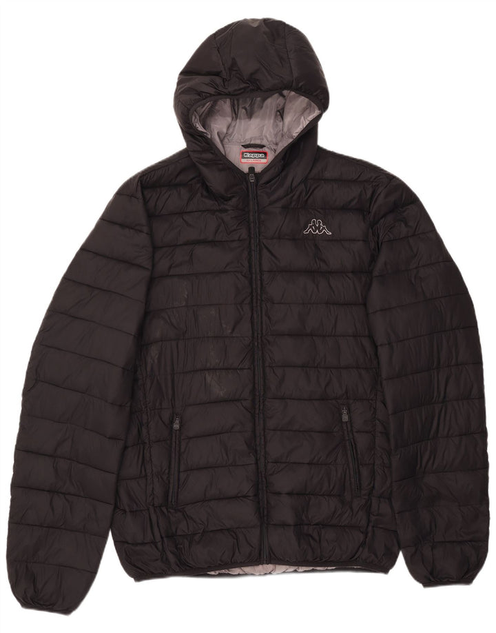 Jaqueta masculina acolchoada com capuz Kappa UK 44 2XL poliamida preta