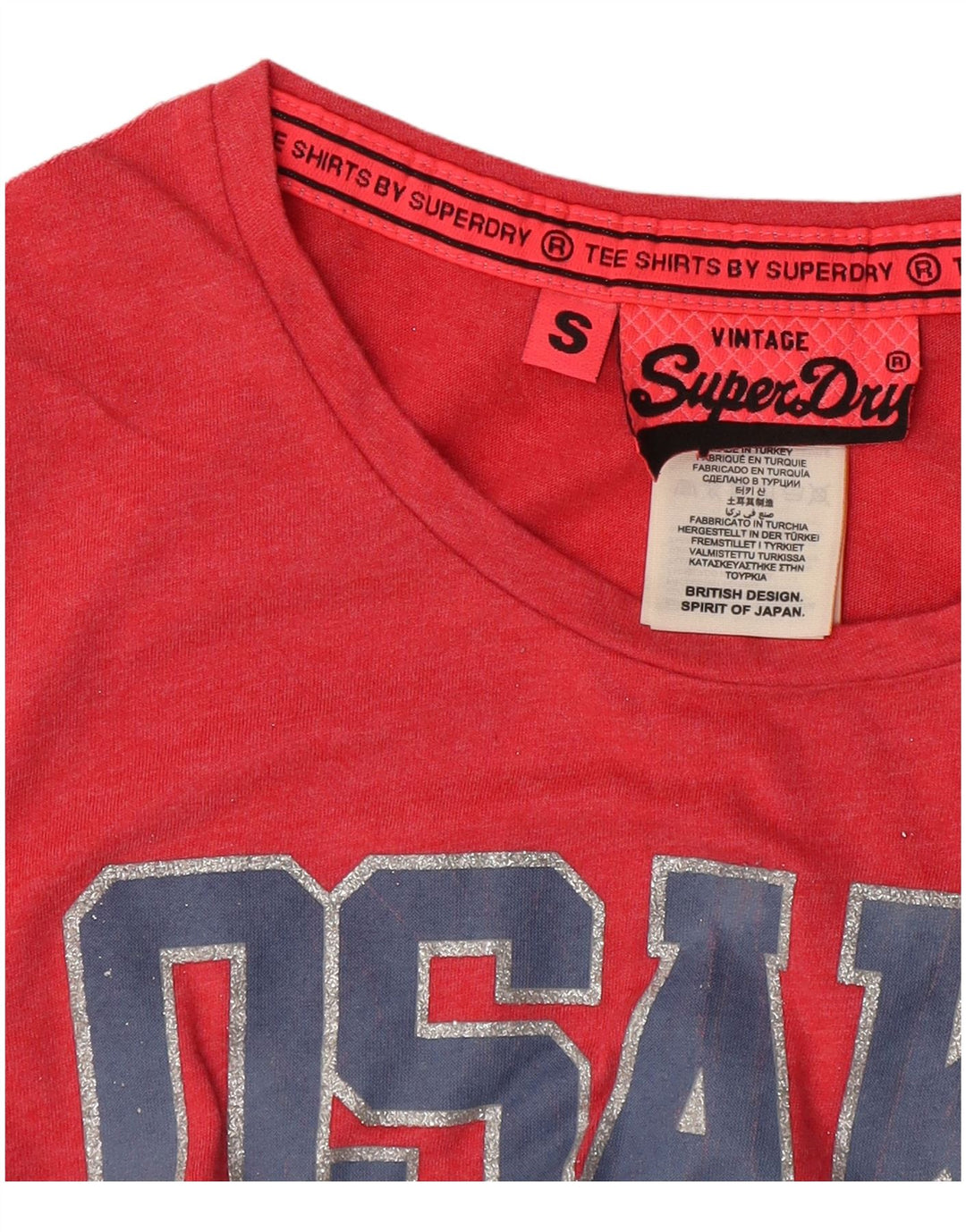 Camiseta feminina Superdry Osaka com estampa gráfica UK 10 algodão rosa pequeno