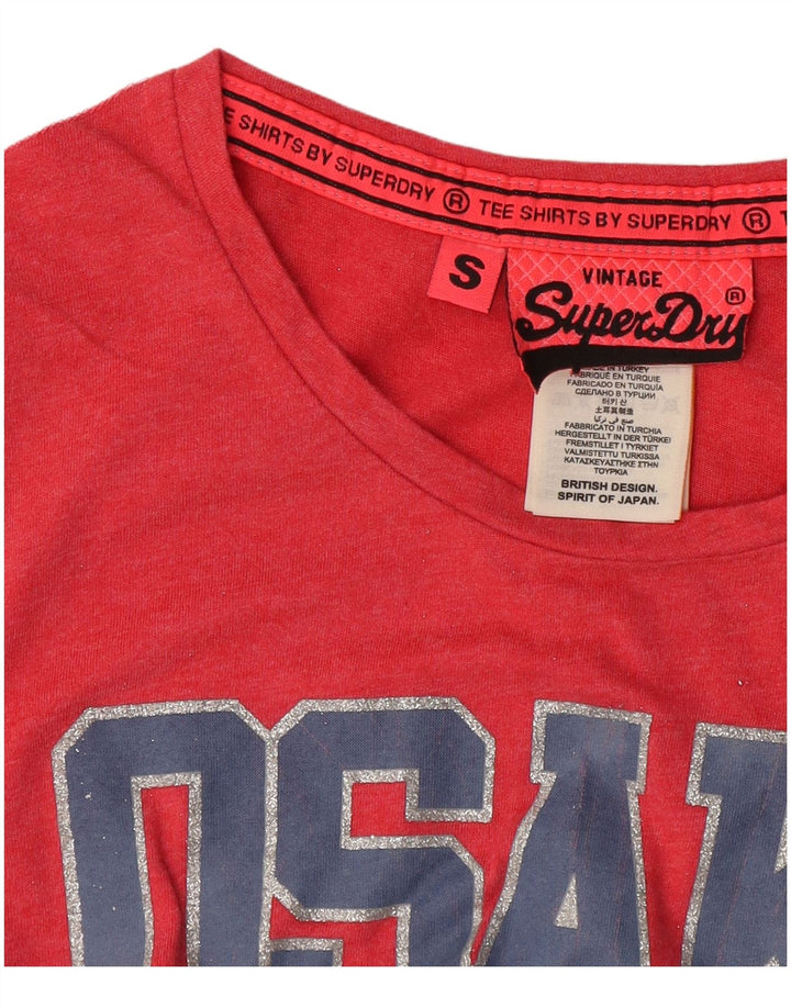 Camiseta feminina Superdry Osaka com estampa gráfica UK 10 algodão rosa pequeno