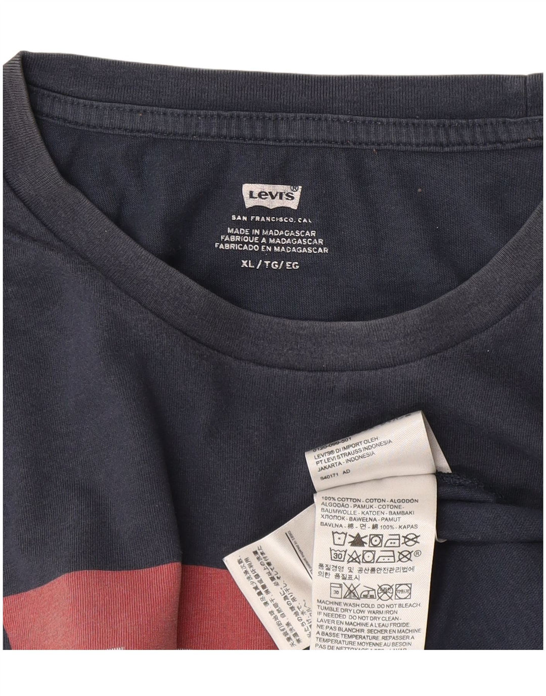 Camiseta gráfica masculina Levi's Top XL algodão azul marinho
