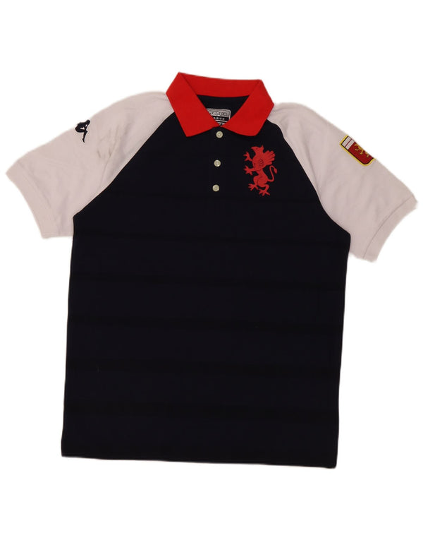 Camisa polo masculina Kappa Gara Graphic Rugby grande azul marinho algodão colorblock