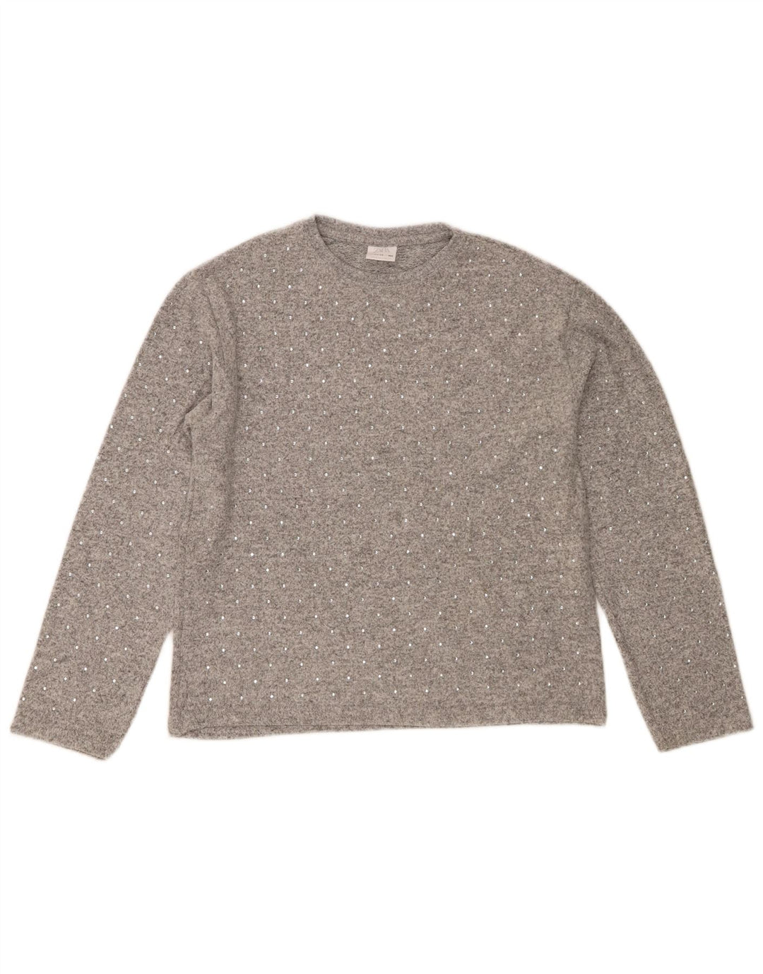 Suéter Zara Girls com gola redonda 11-12 anos cinza poliéster