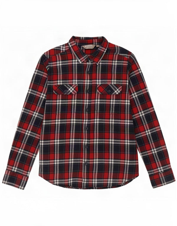 Camisa masculina de flanela Mountain Warehouse de algodão xadrez vermelho médio