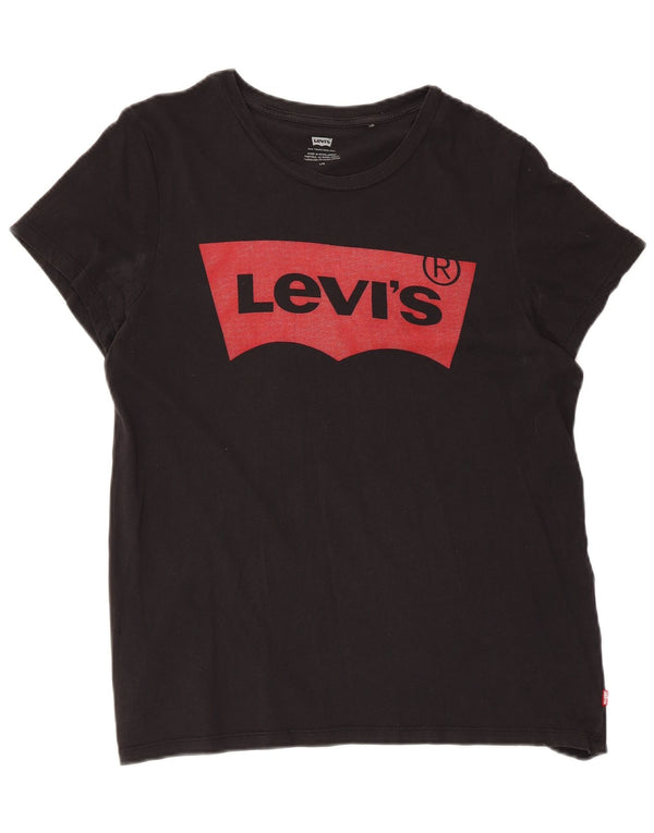Camiseta feminina gráfica Levi's UK 14 grande preta