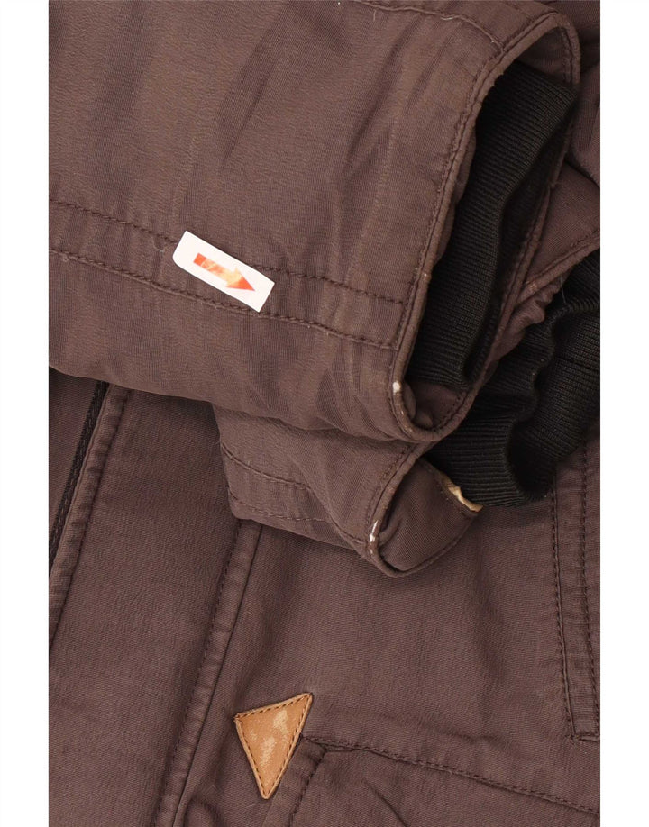 Jaqueta masculina acolchoada com capuz Blauer UK 36 pequena poliamida marrom