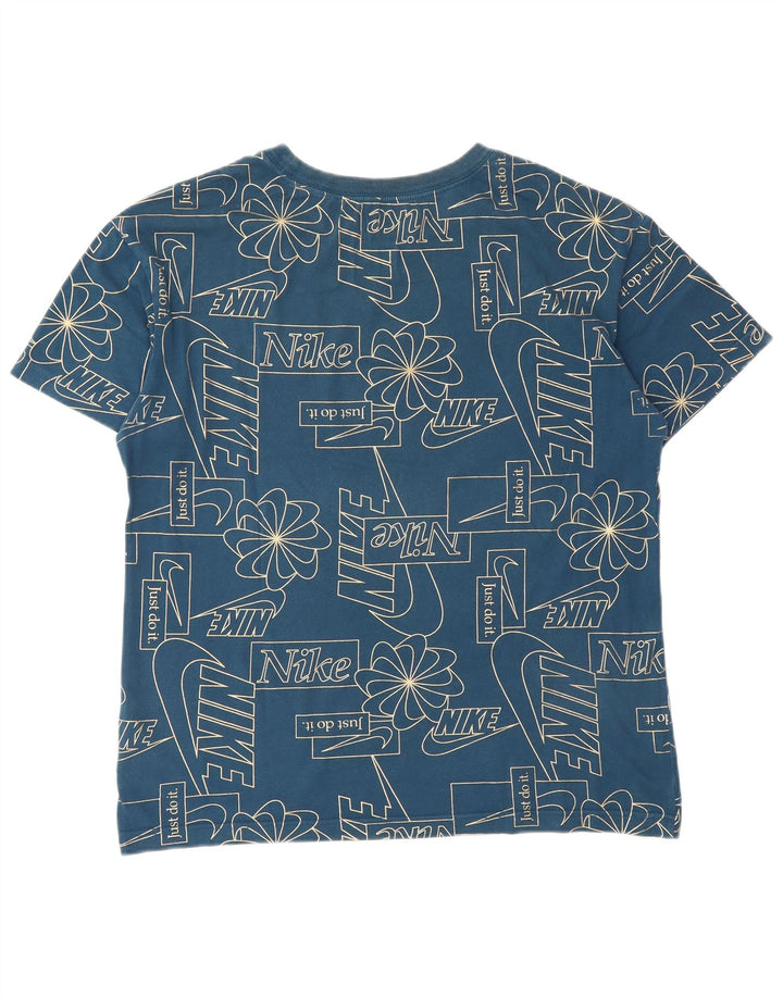 Camiseta Nike masculina gráfica top pequeno algodão azul marinho