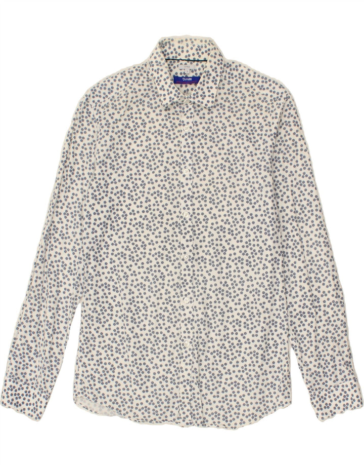 JULES Mens Fitted Shirt Small White Floral Vintage Jules and Second-Hand Jules from Messina Hembry 