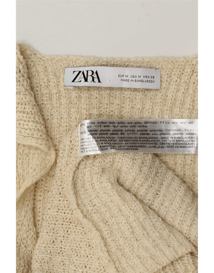 Zara Womens Vest Tank Top UK 12 Médio Bege Acrílico