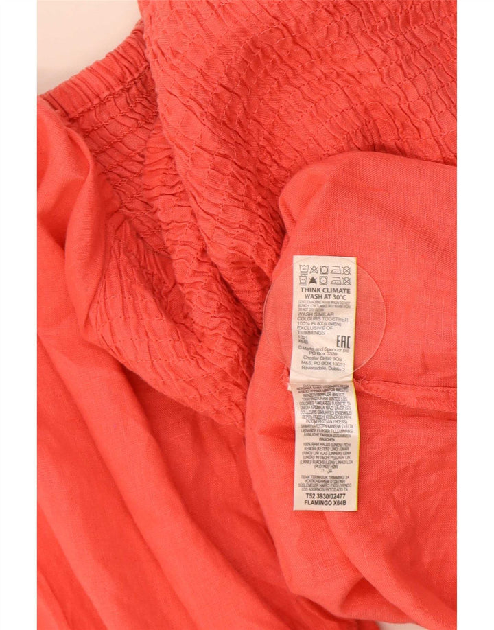 Blusa feminina de manga 3/4 Marks & Spencer UK 16 grande linho vermelho