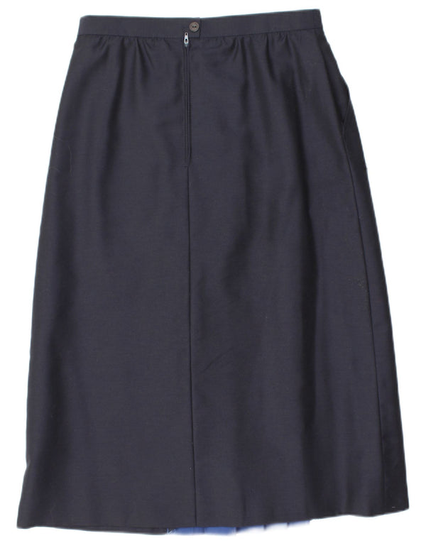 Saia feminina VINTAGE cintura alta evasê UE 38 médio W28 azul marinho