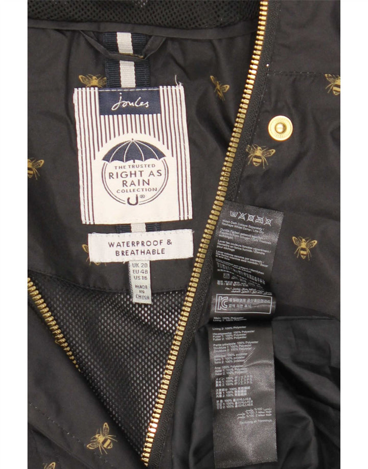 Capa de chuva feminina com capuz Joules UK 20 2XL poliéster preto