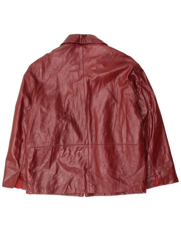 Jaqueta de couro feminina VINTAGE UK 18 XL Borgonha