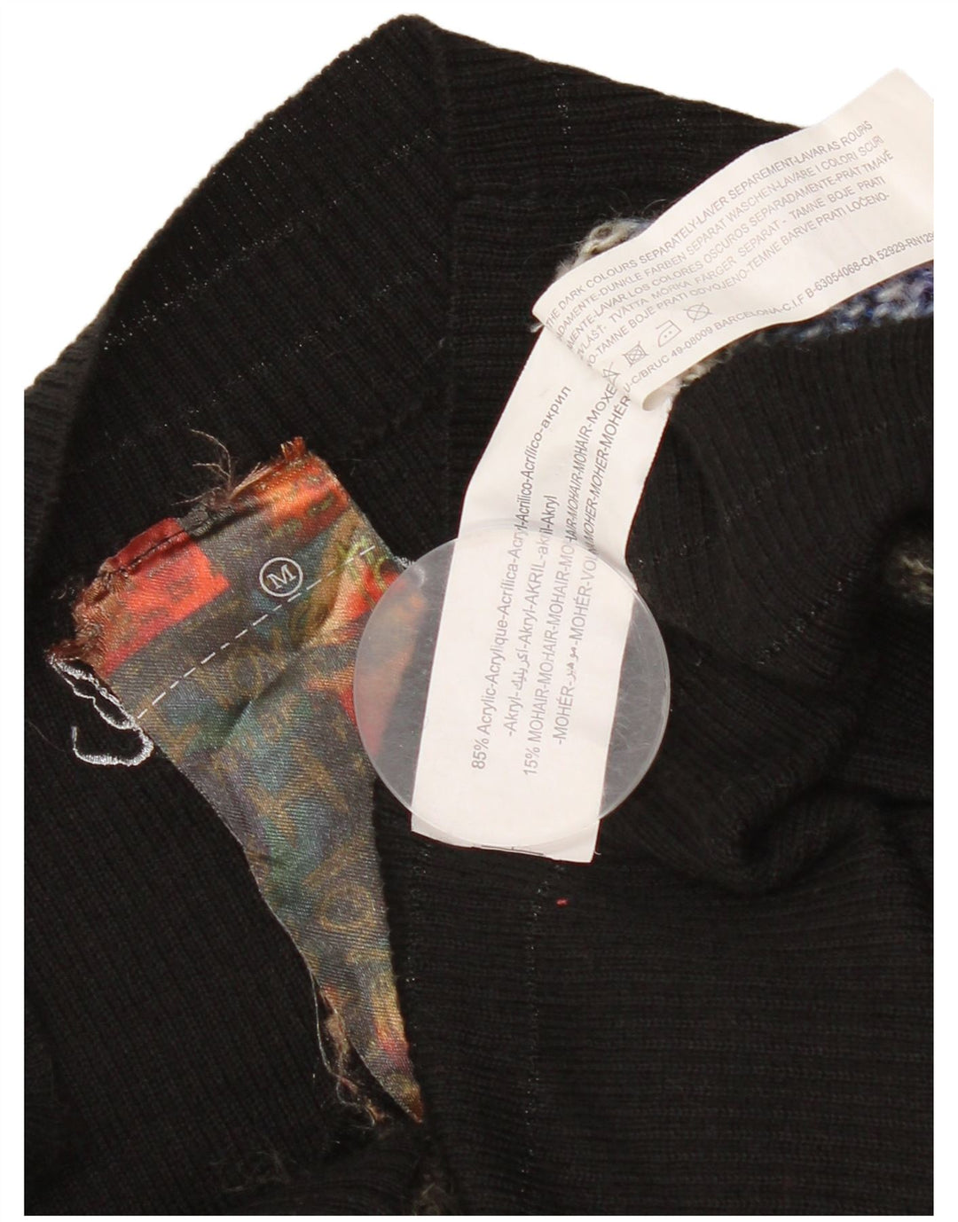 Suéter feminino Desigual com gola canoa e gola redonda UK 12 médio multicolorido