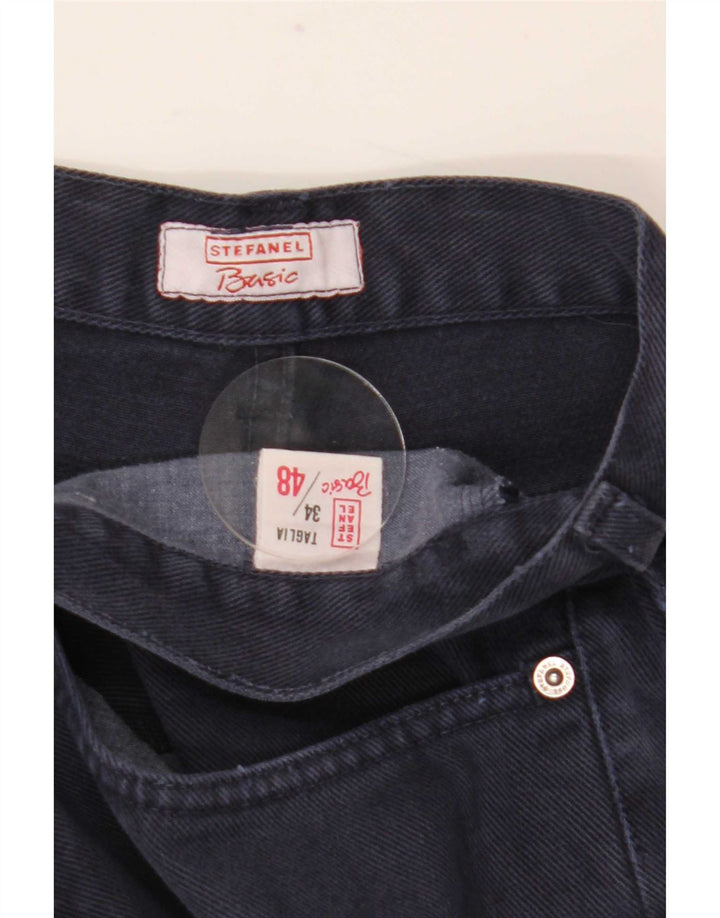 Stefanel Mens Straight Jeans IT 48 Médio W34 L34 Azul Marinho Algodão