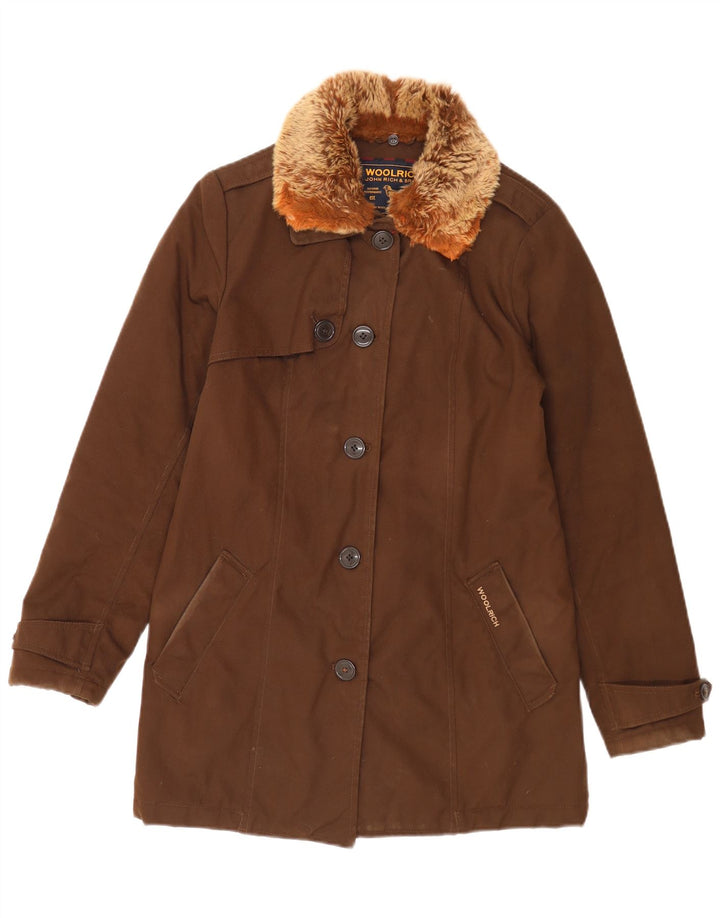 Jaqueta acolchoada feminina Woolrich Reino Unido 14 nylon marrom médio