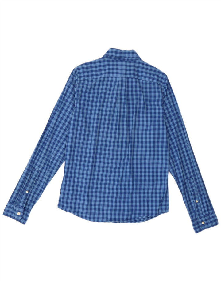 Camisa xadrez masculina Abercrombie & Fitch de algodão xadrez azul médio