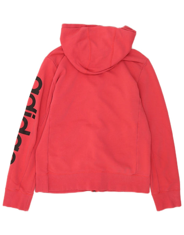 Suéter feminino Adidas Climalite Graphic Zip com capuz Reino Unido 16/18 grande rosa