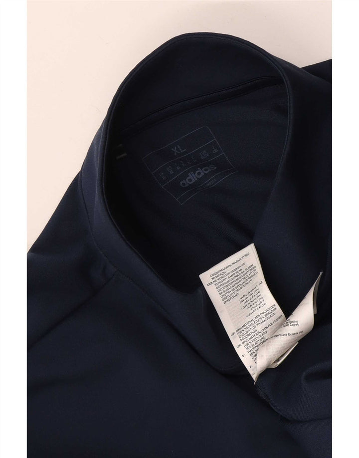 Adidas Mens Zip Neck Pullover Treino Top XL Azul Marinho Poliéster
