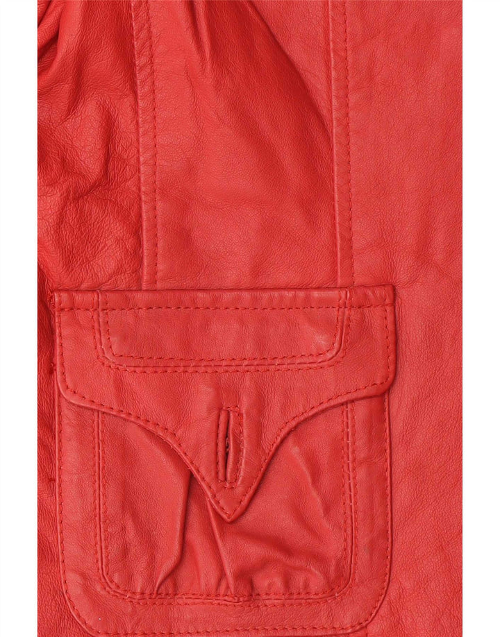 Jaqueta blazer feminina vintage de couro com 6 botões IT 42 Vermelho Médio