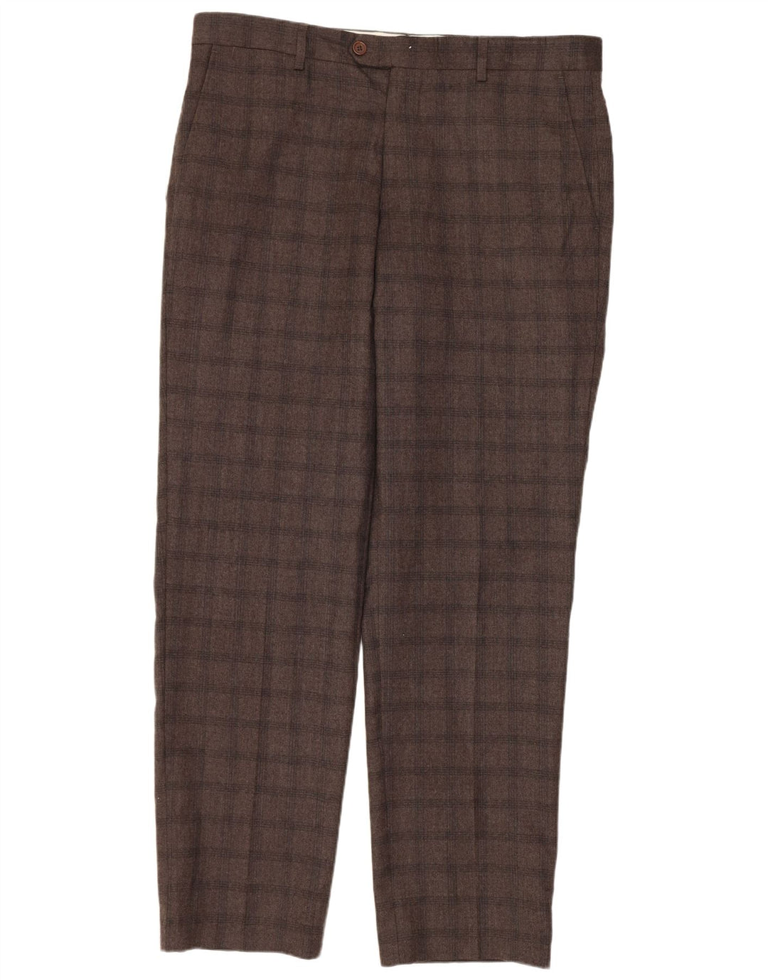 Calça masculina sob medida da MARKS & SPENCER W34 L31 marrom xadrez