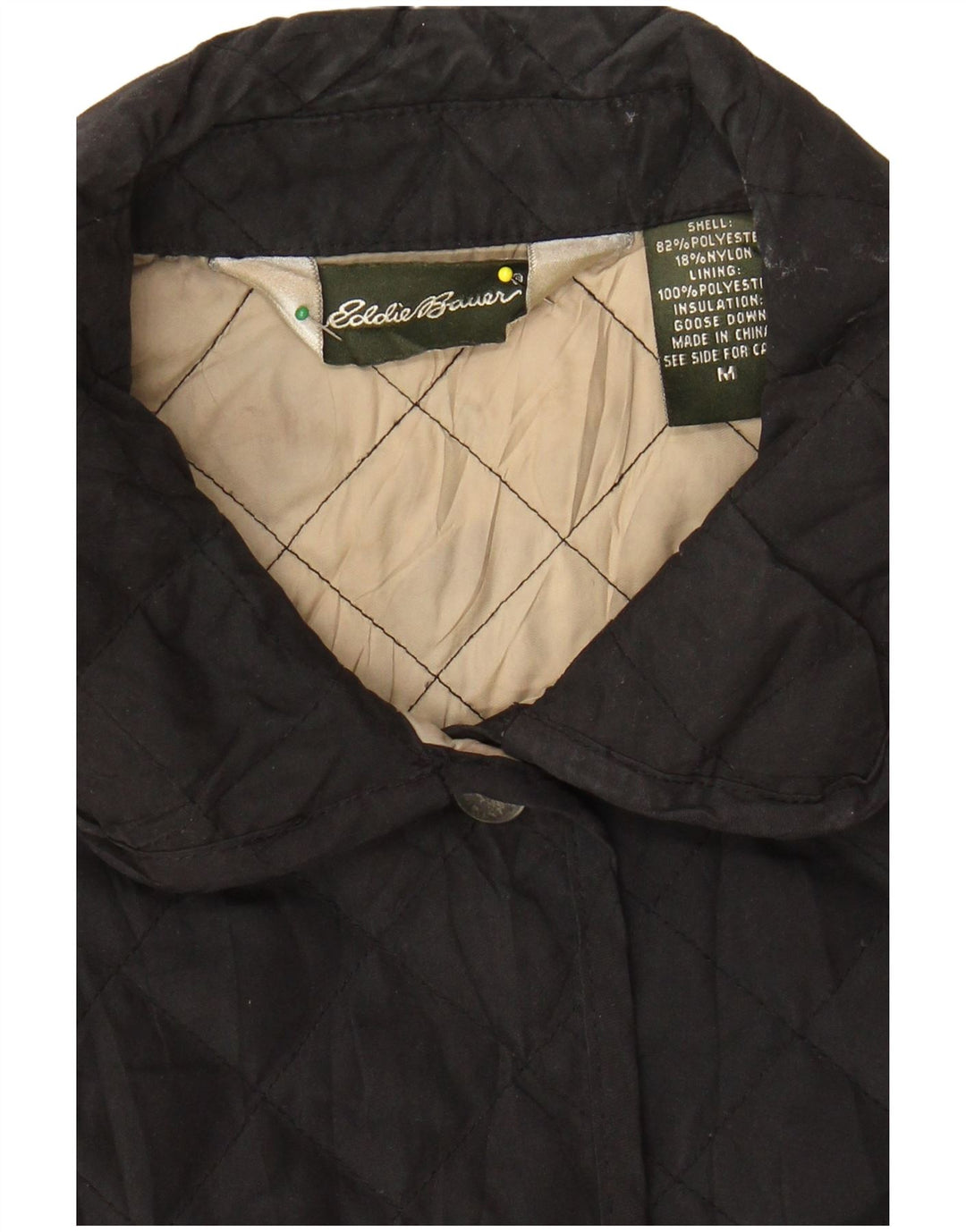 Jaqueta acolchoada feminina EDDIE BAUER UK 12 poliéster preto médio