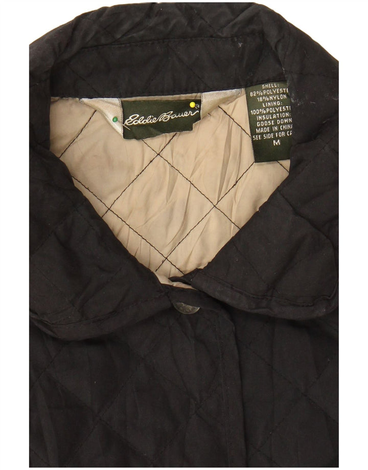 Jaqueta acolchoada feminina EDDIE BAUER UK 12 poliéster preto médio