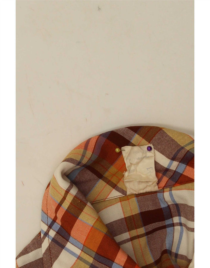 Vestido bainha feminino vintage sem mangas IT 42 poliéster xadrez laranja médio